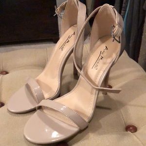 Nude ankle strap heels